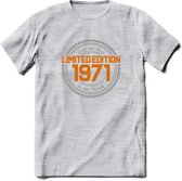 1971 Limited Edition Ring T-Shirt | Zilver - Goud | Grappig Verjaardag en Feest Cadeau Shirt | Dames - Heren - Unisex | Tshirt Kleding Kado | - Licht Grijs - Gemaleerd - XL