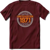1971 Limited Edition Ring T-Shirt | Zilver - Goud | Grappig Verjaardag en Feest Cadeau Shirt | Dames - Heren - Unisex | Tshirt Kleding Kado | - Burgundy - L