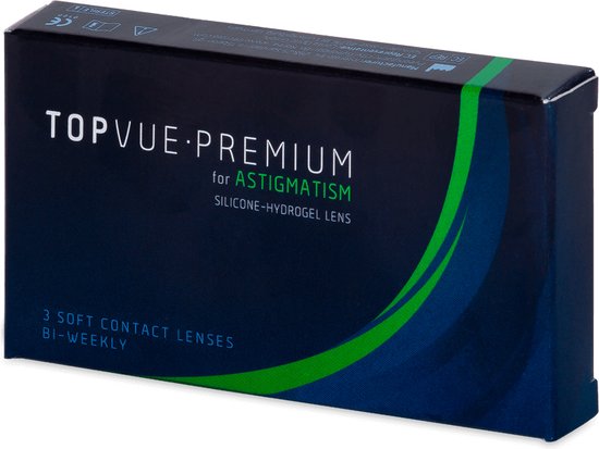 TopVue Premium for Astigmatism (3 lenzen) Sterkte: +3.25, BC: 8.60, DIA: 14.20, cilinder: -1.75, as: 140°
