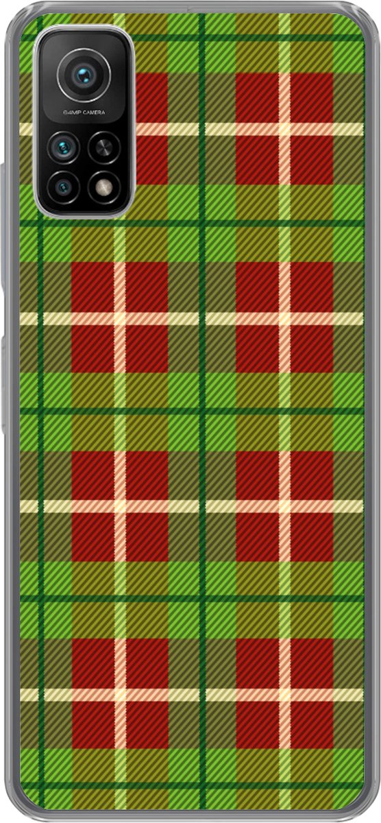 Telefoonhoesje Geschikt voor Xiaomi Mi 10T 5G hoesje - Plaid - Groen - Rood - Patroon - Siliconen Telefoonhoesje Telefoonhoesje
