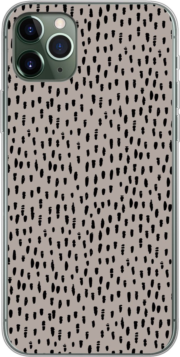 Telefoonhoesje Geschikt voor iPhone 11 Pro Max hoesje - Stippen - Bruin - Zwart - Siliconen Telefoonhoesje Telefoonhoesje