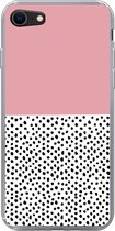 Geschikt voor iPhone 7 hoesje - Stippen - Zwart - Roze - Siliconen Telefoonhoesje