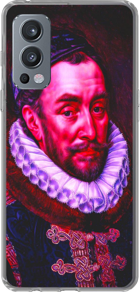 Telefoonhoesje Geschikt voor OnePlus Nord 2 5G hoesje - Willem van Oranje - Kunst - Roze - Siliconen Telefoonhoesje Telefoonhoesje