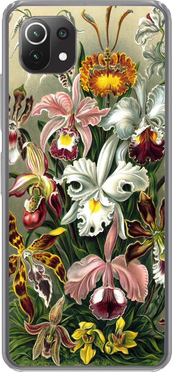 Geschikt voor Xiaomi Mi 11 Lite hoesje - Orchidee - Haeckel - Kunst - Siliconen Telefoonhoesje