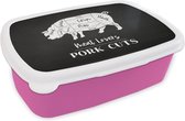 Boîte à pain Rose - Boîte à lunch - Boîte à pain - Cuisine - Cochon - Boucher - 18x12x6 cm - Enfants - Fille
