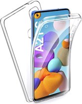 LuxeBass Hoesje geschikt voor Samsung Galaxy A21s - Dubbelzijdig Siliconen hoesje - 2 in 1 (360 graden) - telefoonhoes - gsm hoes - gsm hoesjes