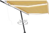 Decoways - Luifel automatisch met LED en windsensor 500x300 cm geel en wit