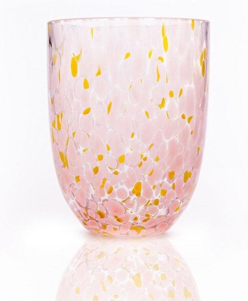 Anna von Lipa - Waterglas Confetti Rosa + Yellow (set van 6) - Waterglazen