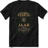 40 Jaar Legendarisch Gerijpt T-Shirt | Mos - Ivoor | Grappig Verjaardag en Feest Cadeau Shirt | Dames - Heren - Unisex | Tshirt Kleding Kado | - Zwart - XXL