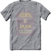 40 Jaar Legendarisch Gerijpt T-Shirt | Oud Roze - Ivoor | Grappig Verjaardag en Feest Cadeau Shirt | Dames - Heren - Unisex | Tshirt Kleding Kado | - Donker Grijs - Gemaleerd - 3XL