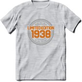 1938 Limited Edition Ring T-Shirt | Zilver - Goud | Grappig Verjaardag en Feest Cadeau Shirt | Dames - Heren - Unisex | Tshirt Kleding Kado | - Licht Grijs - Gemaleerd - L