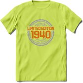 1940 Limited Edition Ring T-Shirt | Zilver - Goud | Grappig Verjaardag en Feest Cadeau Shirt | Dames - Heren - Unisex | Tshirt Kleding Kado | - Groen - L