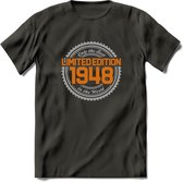 1948 Limited Edition Ring T-Shirt | Zilver - Goud | Grappig Verjaardag en Feest Cadeau Shirt | Dames - Heren - Unisex | Tshirt Kleding Kado | - Donker Grijs - 3XL