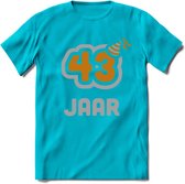 43 Jaar Feest T-Shirt | Goud - Zilver | Grappig Verjaardag Cadeau Shirt | Dames - Heren - Unisex | Tshirt Kleding Kado | - Blauw - XXL