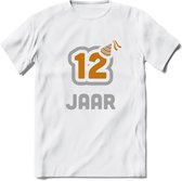 12 Jaar Feest T-Shirt | Goud - Zilver | Grappig Verjaardag Cadeau Shirt | Dames - Heren - Unisex | Tshirt Kleding Kado | - Wit - L