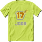 17 Jaar Feest T-Shirt | Goud - Zilver | Grappig Verjaardag Cadeau Shirt | Dames - Heren - Unisex | Tshirt Kleding Kado | - Groen - L