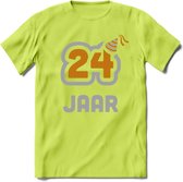 24 Jaar Feest T-Shirt | Goud - Zilver | Grappig Verjaardag Cadeau Shirt | Dames - Heren - Unisex | Tshirt Kleding Kado | - Groen - L