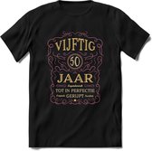 50 Jaar Legendarisch Gerijpt T-Shirt | Oud Roze - Ivoor | Grappig Verjaardag en Feest Cadeau Shirt | Dames - Heren - Unisex | Tshirt Kleding Kado | - Zwart - XL