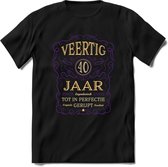 40 Jaar Legendarisch Gerijpt T-Shirt | Paars - Ivoor | Grappig Verjaardag en Feest Cadeau Shirt | Dames - Heren - Unisex | Tshirt Kleding Kado | - Zwart - 3XL