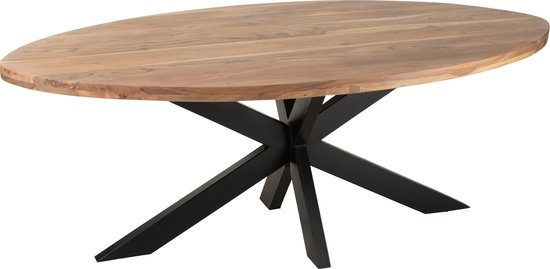 Eettafel | hout | zwart - naturel | 210x110x (h)76 cm