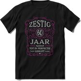60 Jaar Legendarisch Gerijpt T-Shirt | Roze - Grijs | Grappig Verjaardag en Feest Cadeau Shirt | Dames - Heren - Unisex | Tshirt Kleding Kado | - Zwart - XL