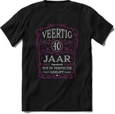 40 Jaar Legendarisch Gerijpt T-Shirt | Roze - Grijs | Grappig Verjaardag en Feest Cadeau Shirt | Dames - Heren - Unisex | Tshirt Kleding Kado | - Zwart - XXL