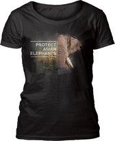 Ladies T-shirt Protect Asian Elephant Black S