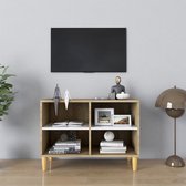 Tv-meubel met houten poten 69,5x30x50 cm wit sonoma eikenkleur