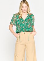 LOLALIZA Blouse met bloemenprint - Groen - Maat 38