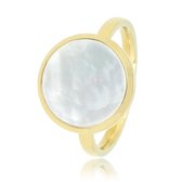 *My Bendel - Ring goud met ronde grote Pearlshell - De 12 mm ronde Pearlshell in deze gouden ring zorgt voor uniek effect - Met luxe cadeauverpakking