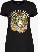 TwoDay dames T-shirt met tijgerkop - Zwart - Maat L