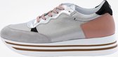 KUNOKA Stripy Grey and pink - Sneakers Dames - maat 38 - Wit Bruin Beige Zilver Grijs Roze Zwart