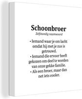 Canvas Schilderij Woordenboek - Schoonbroer - Zwart - Wit - 20x20 cm - Wanddecoratie