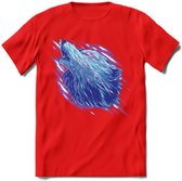 Dieren T-Shirt | Wolf shirt Heren / Dames | Wildlife wolven kleding cadeau - Rood - XXL