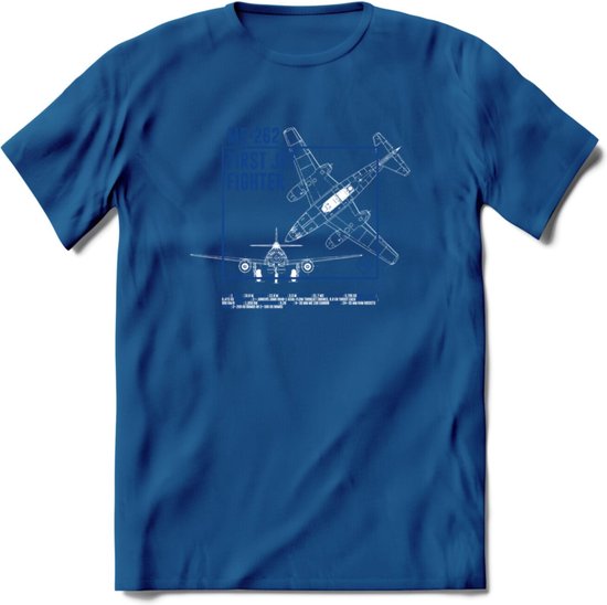 ME-262 Vliegtuig T-Shirt | Unisex leger Kleding | Dames - Heren Straaljager shirt | Army F16 | Grappig bouwpakket Cadeau | - Donker Blauw - S