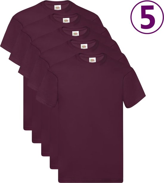 Fruit of the Loom T-shirts Original 5 pcs XL coton bordeaux rouge