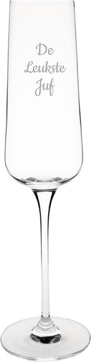 Gegraveerde Champagneglas 27cl De Leukste Juf