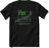F-101 Vliegtuig T-Shirt | Unisex leger Kleding | Dames - Heren Straaljager shirt | Army F16 | Grappig bouwpakket Cadeau | - Zwart - S