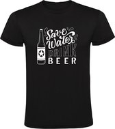Save water drink beer Heren  t-shirt | water | bier | festival | drank | alcohol | Zwart