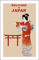 Walljar - Welkom In Japan - Muurdecoratie - Poster met lijst
