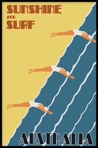 Walljar - Australië Sunshine And Surf - Muurdecoratie - Poster met lijst