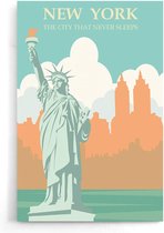 Walljar - New York Never Sleeps - Muurdecoratie - Poster