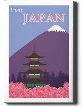 Walljar - Japan Roze Tempel - Muurdecoratie - Canvas schilderij