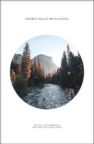 Walljar - River Mountain Yosemite Valley - Muurdecoratie - Poster met lijst