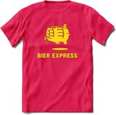 Bier Express T-Shirt | Unisex Kleding | Dames - Heren Feest shirt | Drank | Grappig Verjaardag Cadeau tekst | - Roze - XXL