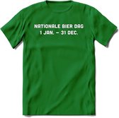 Nationale Bier Dag T-Shirt | Unisex Kleding | Dames - Heren Feest shirt | Drank | Grappig Verjaardag Cadeau tekst | - Donker Groen - XL