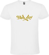 Wit  T shirt met  "Bad Boys" print Goud size XS