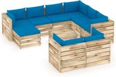 vidaXL 10-delige Loungeset met kussens groen geïmpregneerd hout