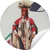 Tuincirkel Een indiaan voor een tipi - 150x150 cm - Ronde Tuinposter - Buiten