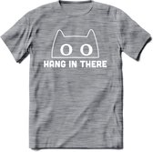 Hang In There - Katten T-Shirt Kleding Cadeau | Dames - Heren - Unisex | Kat / Dieren shirt | Grappig Verjaardag kado | Tshirt Met Print | - Donker Grijs - Gemaleerd - XXL